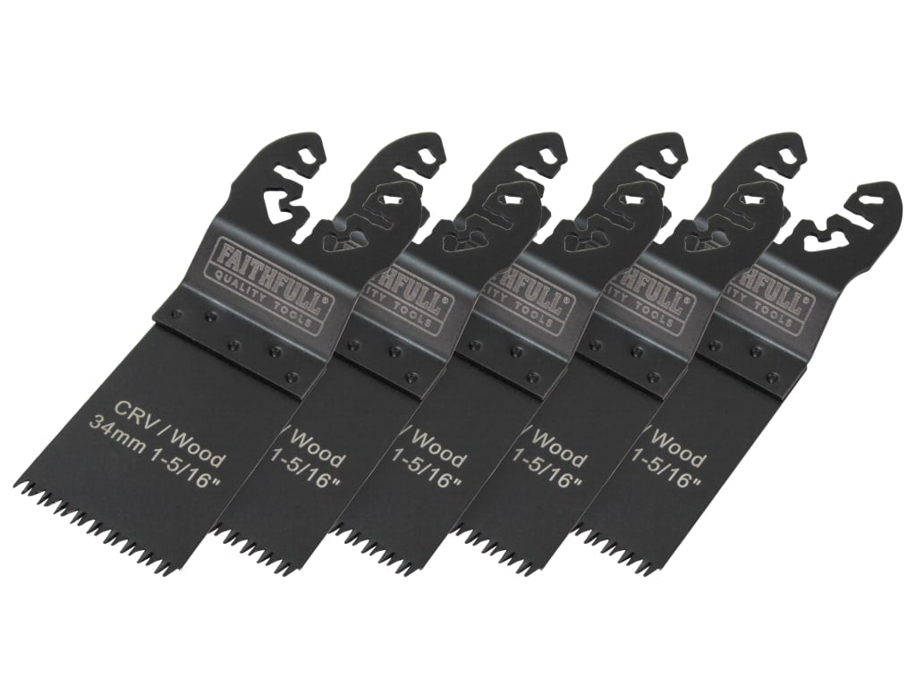 Multi-Function Tool CrV Flush Cut Wood Blade Ground Side Set 34mm (Pack 5)      