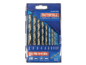 Professional HSS Jobber Drill Bit Set, 10 Piece (1 - 10mm)                      