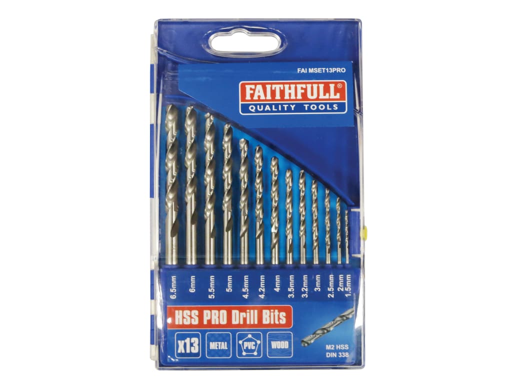 Professional HSS Jobber Drill Bit Set, 13 Piece (1.5 - 6.5mm)                   