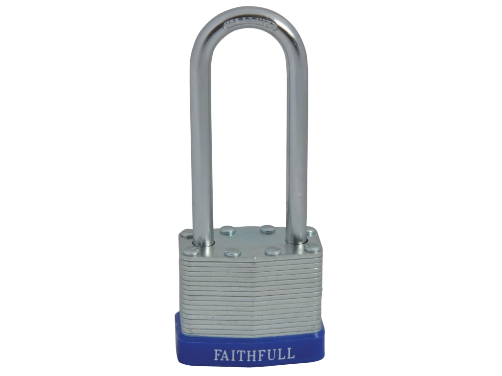 Laminated Steel Padlock 40mm Long Shackle 3 Keys                                