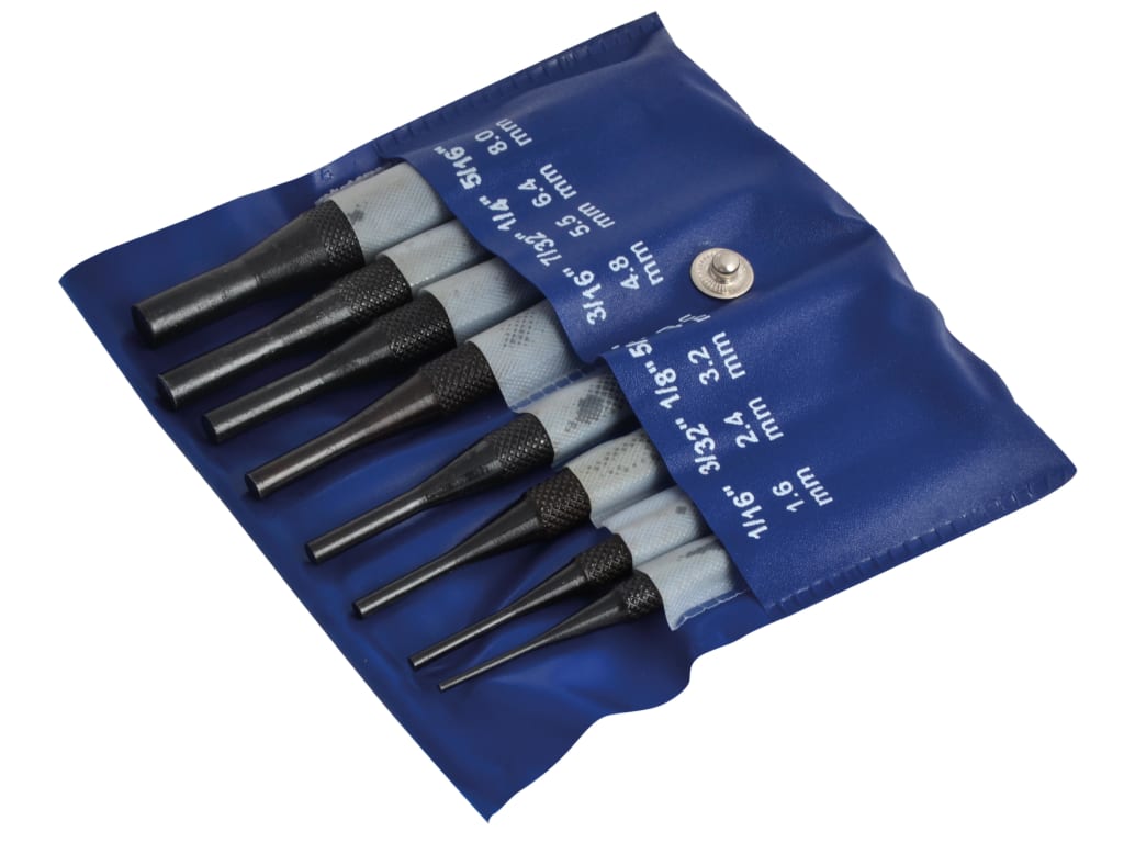 Round Head Parallel Pin Punch Set, 8 Piece                                      