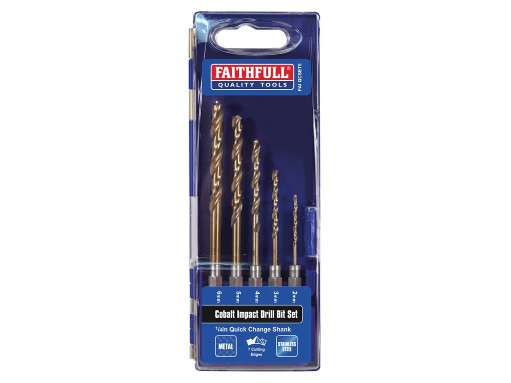 HSSE M35 Cobalt Quick-Change Impact Drill Bit Set, 5 Piece                      