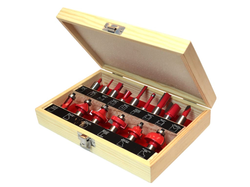 1/2in TCT Router Bit Set, 15 Piece                                              