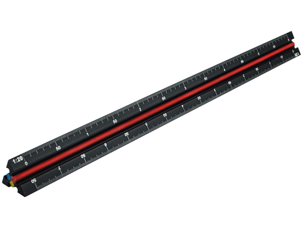 Prestige Tri-Scale Engineer Rule Black Aluminium 300mm                          