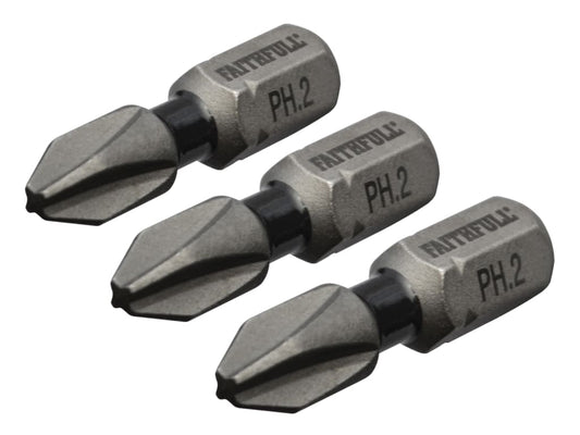 Phillips Impact Screwdriver Bits PH2 x 25mm (Pack 3)                            