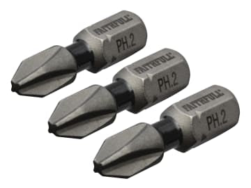 Phillips Impact Screwdriver Bits PH2 x 25mm (Pack 3)                            