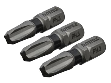 Phillips Impact Screwdriver Bits PH3 x 25mm (Pack 3)                            