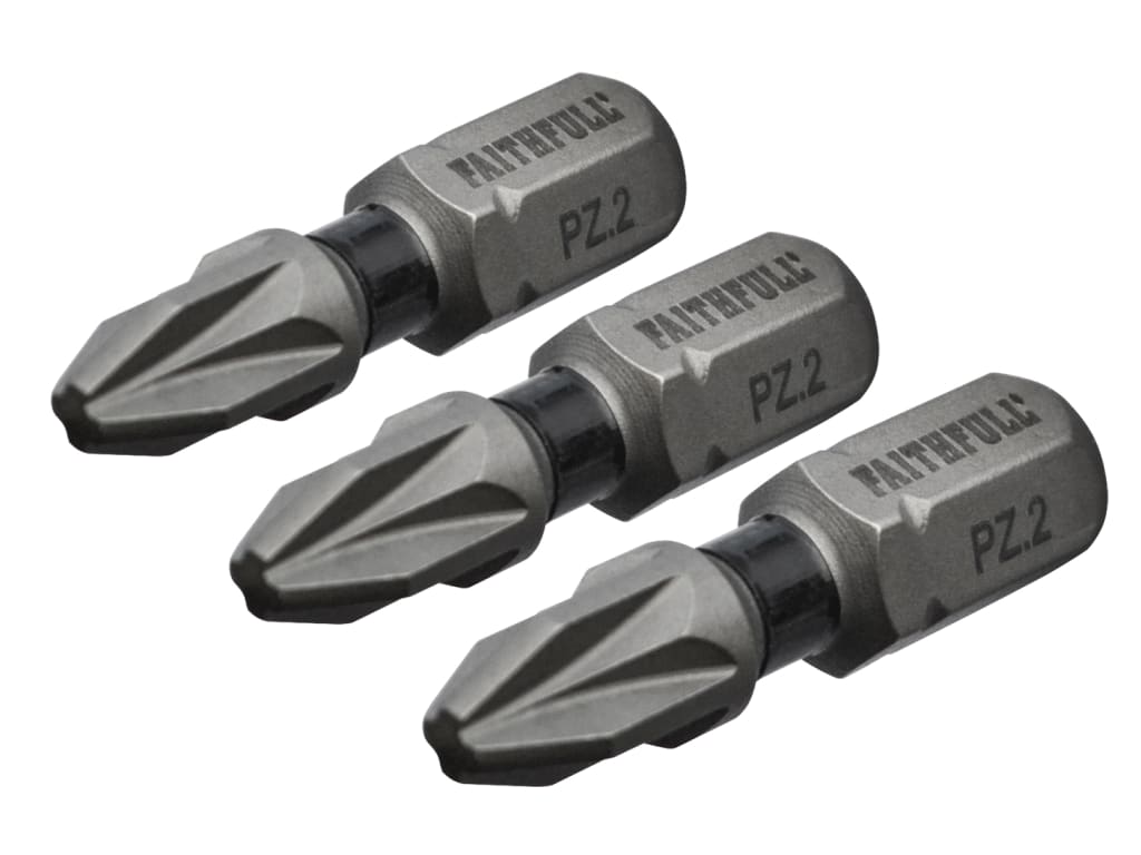 Pozi Impact Screwdriver Bits PZ2 x 25mm (Pack 3)                                