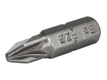Pozi S2 Grade Steel Screwdriver Bits PZ2 x 25mm (Pack 3)                        