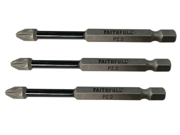 Pozidriv Impact Screwdriver Bits PZ2 x 75mm (Pack 3)                            