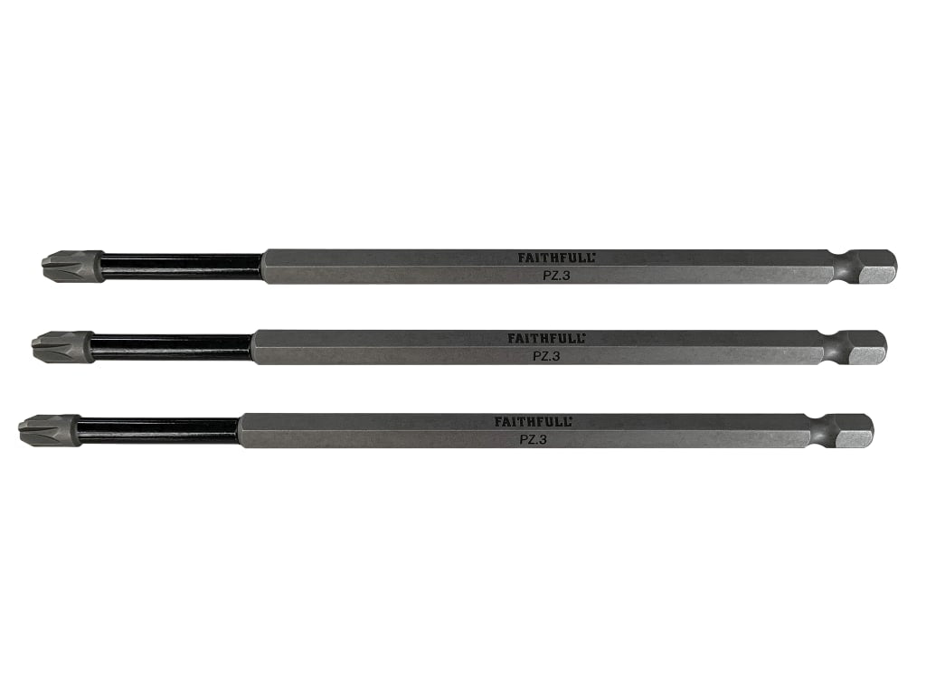 Pozidriv Impact Screwdriver Bits PZ3 x 150mm (Pack 3)                           