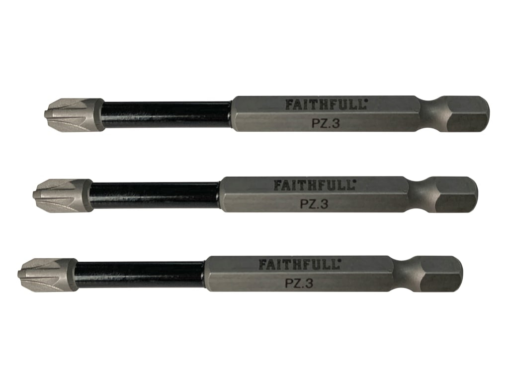 Pozidriv Impact Screwdriver Bits PZ3 x 75mm (Pack 3)                            