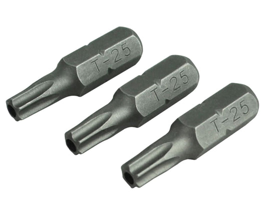 Security S2 Grade Steel Screwdriver Bits T25S x 25mm (Pack 3)                   