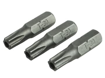 Security S2 Grade Steel Screwdriver Bits T30S x 25mm (Pack 3)                   