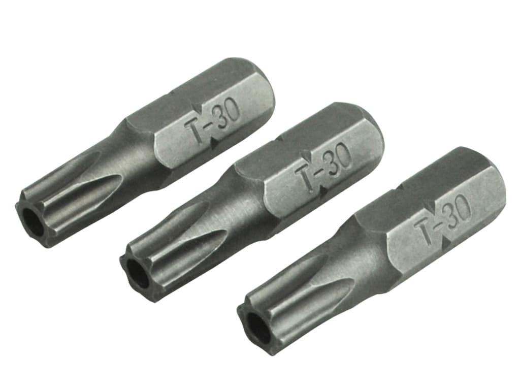 Security S2 Grade Steel Screwdriver Bits T30S x 25mm (Pack 3)                   