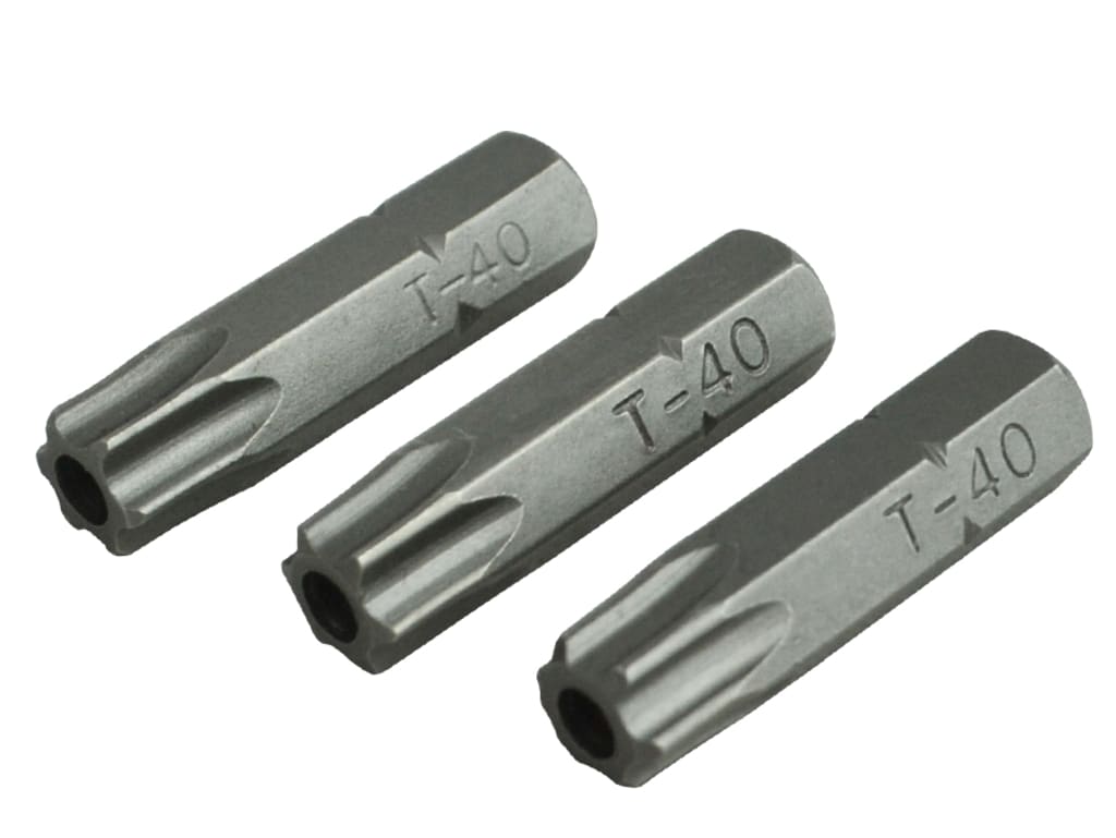 Security S2 Grade Steel Screwdriver Bits T40S x 25mm (Pack 3)                   