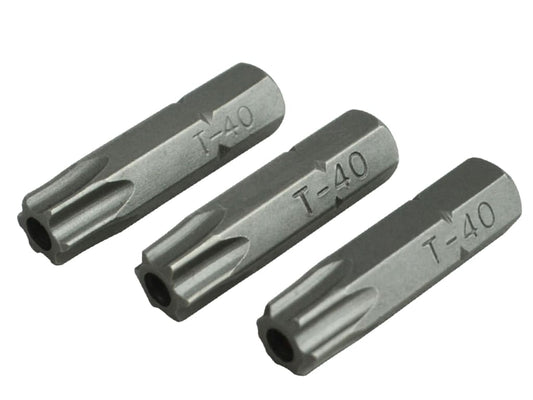 Security S2 Grade Steel Screwdriver Bits T40S x 25mm (Pack 3)                   