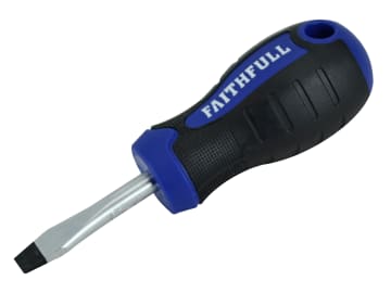 Soft Grip Stubby Screwdriver Flared Slotted Tip 6.5 x 38mm                      