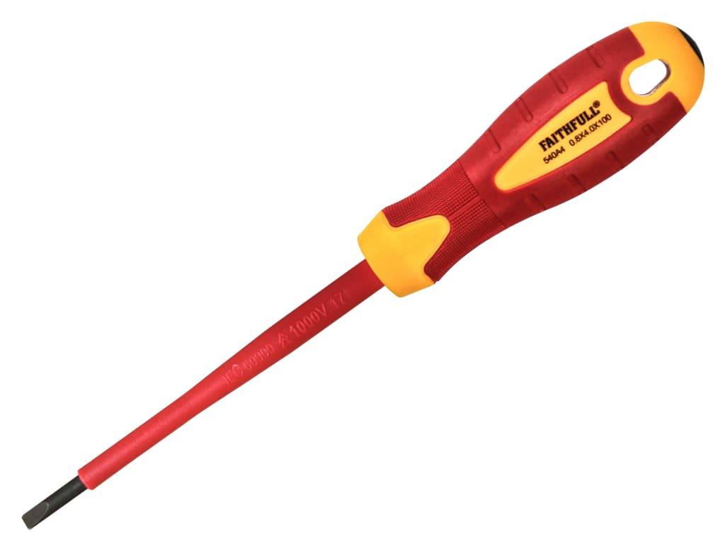 VDE Soft Grip Screwdriver Parallel Slotted Tip 4.0 x 100mm                      