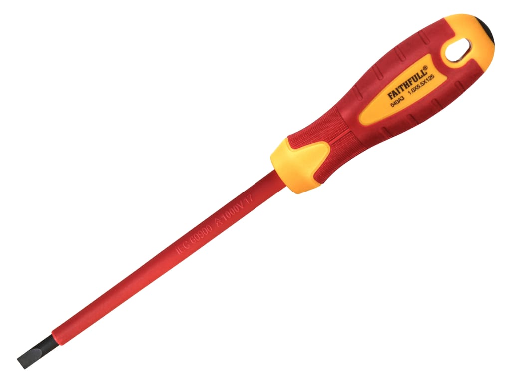 VDE Soft Grip Screwdriver Parallel Slotted Tip 5.5 x 125mm                      