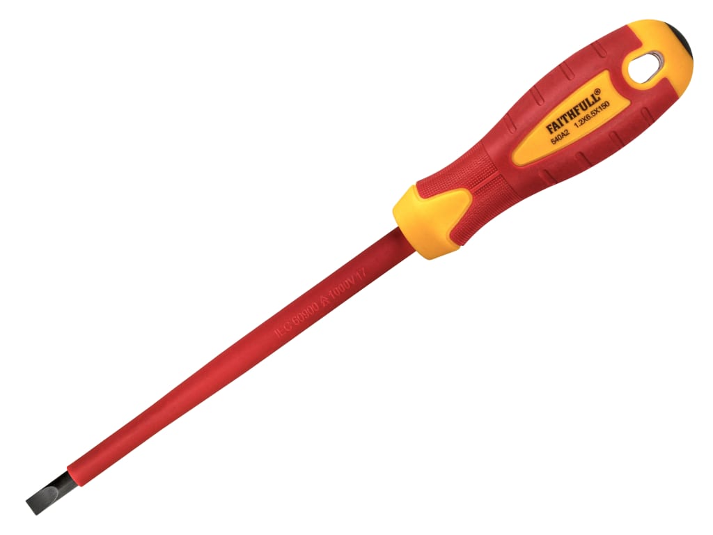 VDE Soft Grip Screwdriver Parallel Slotted Tip 6.5 x 150mm                      