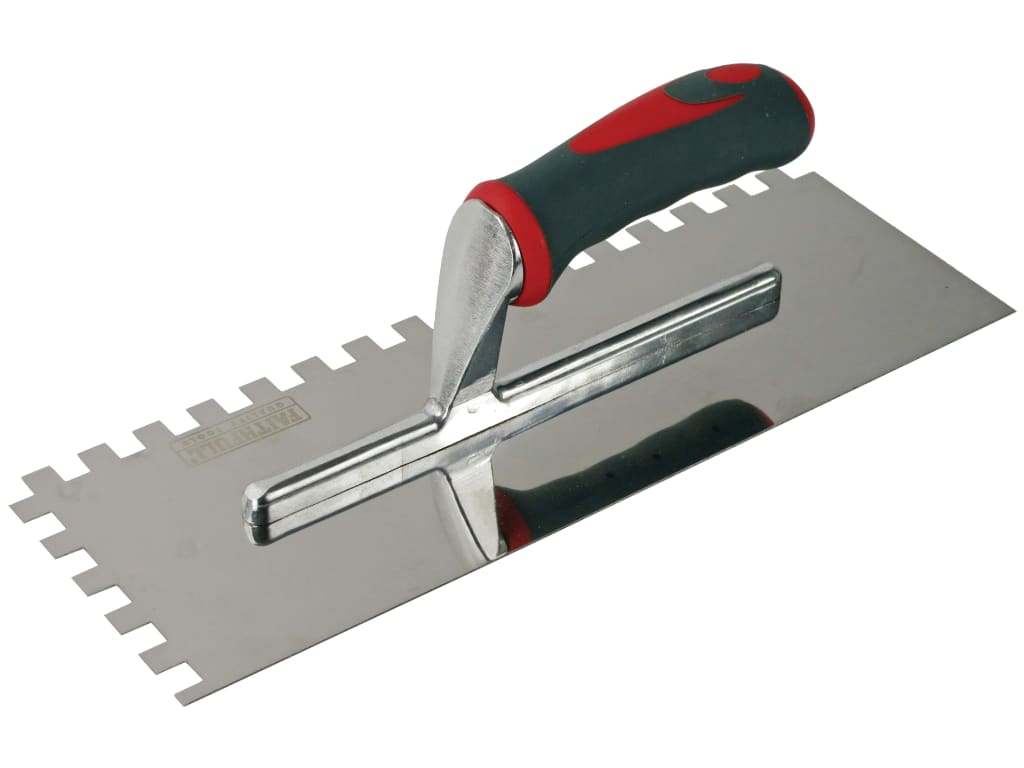 Notched Trowel Serrated 10mm Stainless Steel Soft Grip Handle 13 x 4.1/2in      