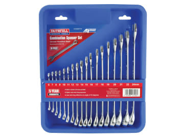 Chrome Vanadium Combination Spanner Set, 18 Piece                               