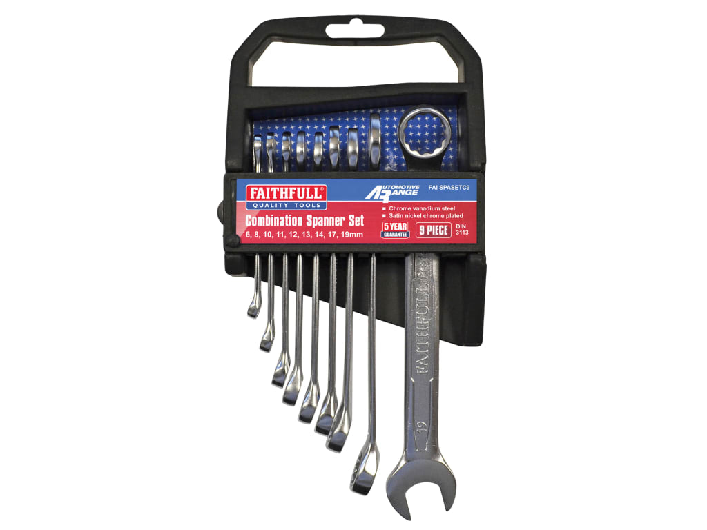 Chrome Vanadium Combination Spanner Set, 9 Piece                                