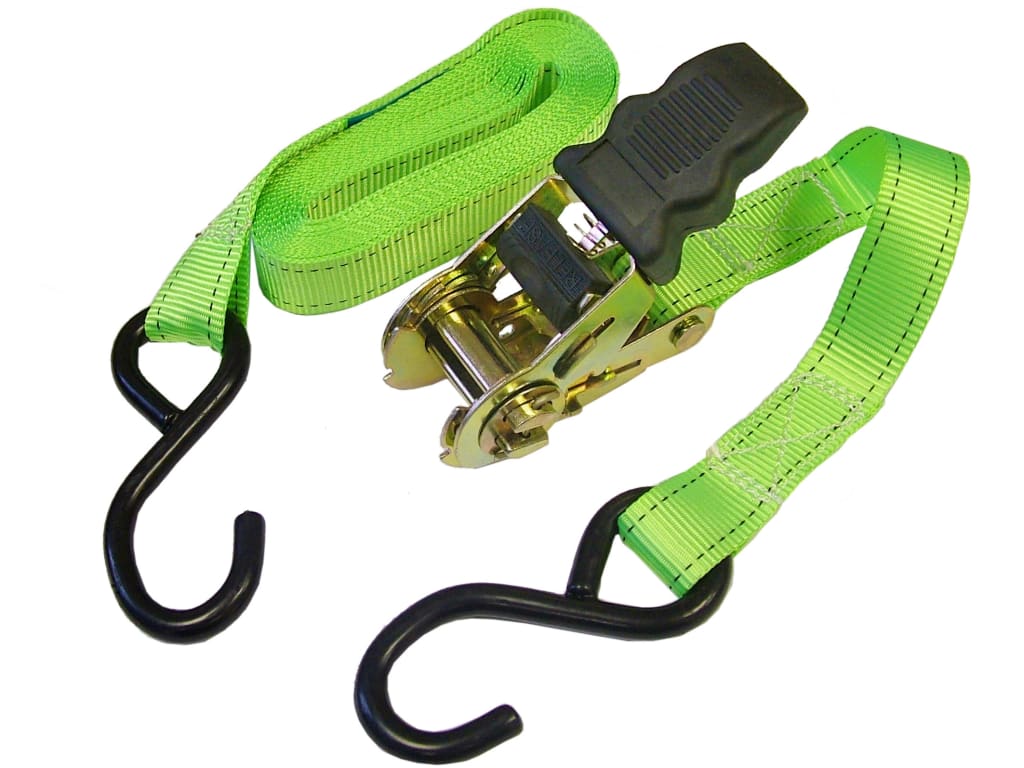 Ratchet Tie-Downs S-Hook 5m x 25mm Breaking Strain 600kg/daN 2 Piece            