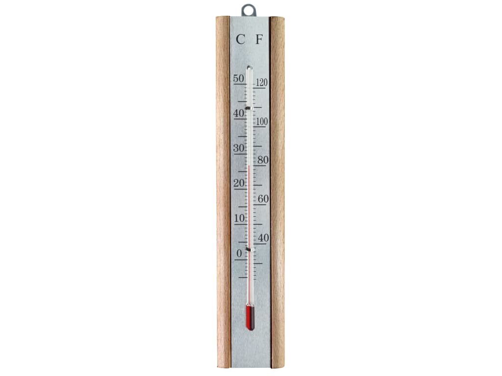 Thermometer Wall Beech Silver 200mm                                             