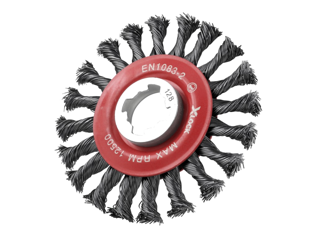 X-LOCK Conical Wire Brush 115mm M14x2, 0.50mm Steel Wire                        