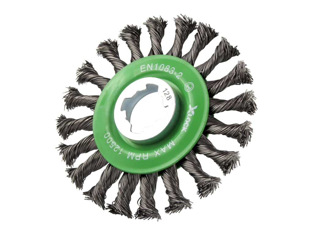 X-LOCK Conical Wire Brush 115mm M14x2, 0.50mm Stainless Steel Wire              