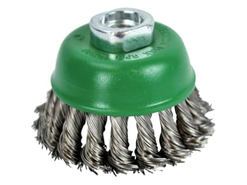 Wire Cup Brush Twist Knot 65mm M14x2, 0.50mm Stainless Steel Wire               