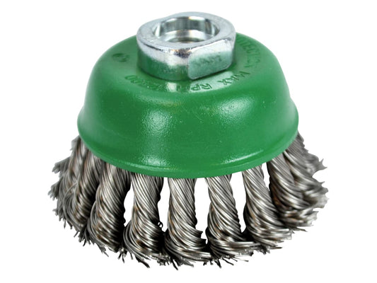 Wire Cup Brush Twist Knot 65mm M14x2, 0.50mm Stainless Steel Wire               
