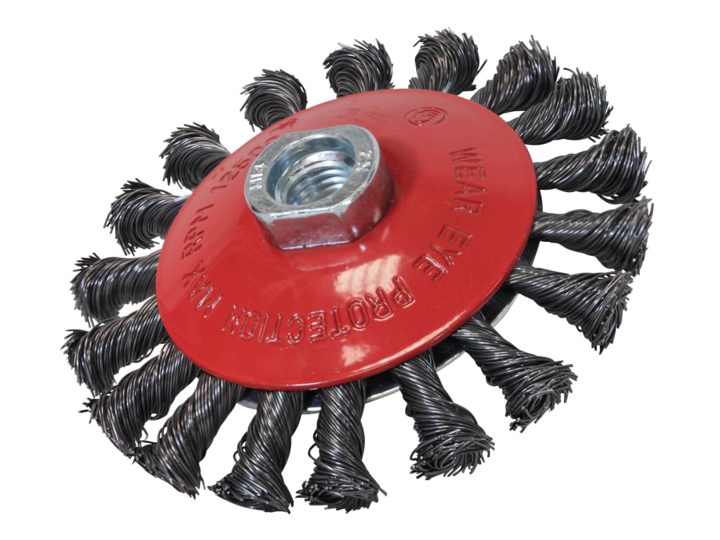 Conical Wire Brush 100mm M14x2 Bore, 0.50mm Wire                                