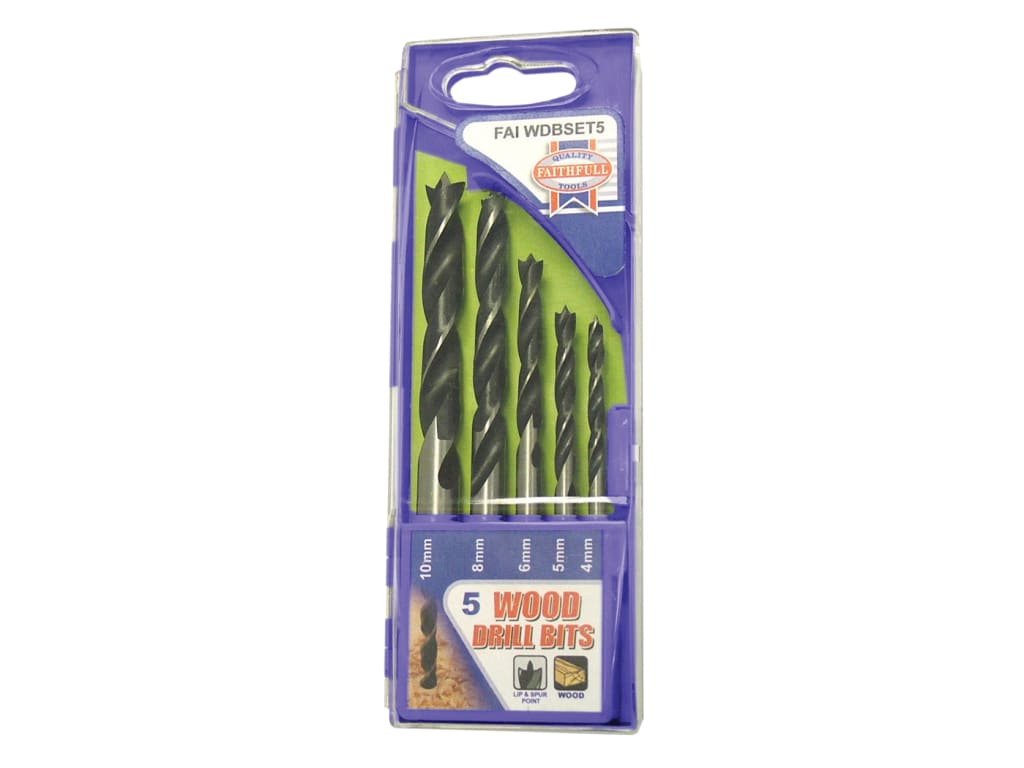 Lip & Spur Wood Drill Bit Set, 5 Piece                                          