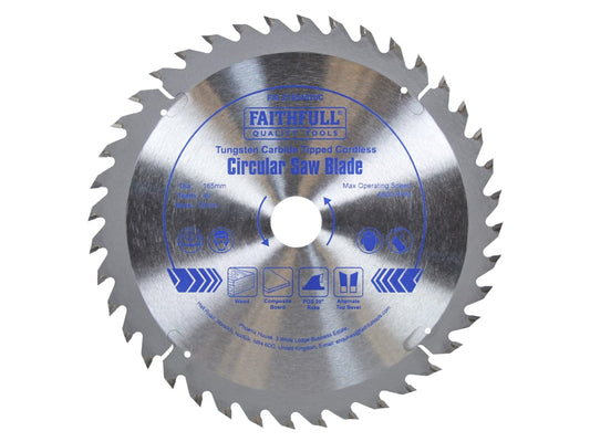 TCT Cordless Trimsaw Blade 165 x 20mm x 40T POS                                 