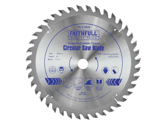 TCT Circular Saw Blade 180 x 16mm x 40T POS                                     