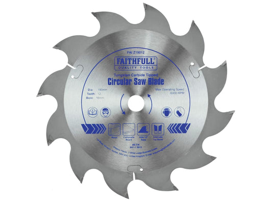 TCT Circular Saw Blade 190 x 16mm x 12T POS                                     