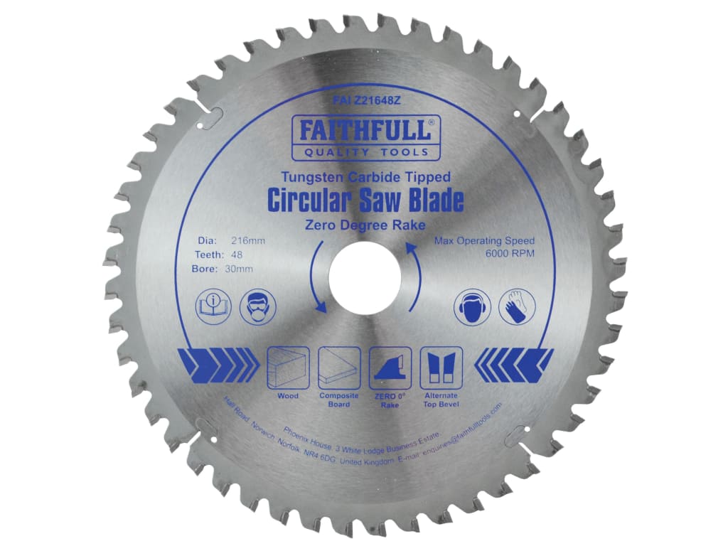 TCT Circular Saw Blade Zero Degree 216 x 30mm x 48T                             