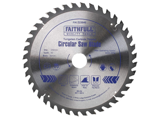 TCT Circular Saw Blade 230 x 30mm x 40T POS                                     