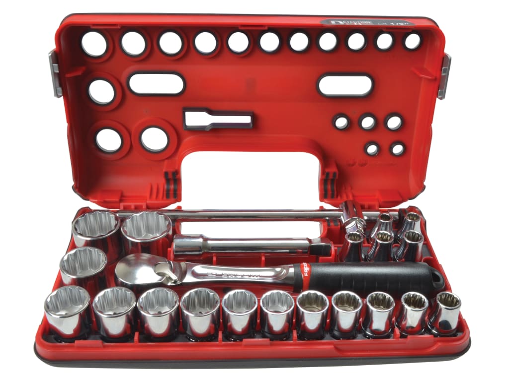1/2in Drive 12-Point Detection Box Socket Set, 22 Piece                         