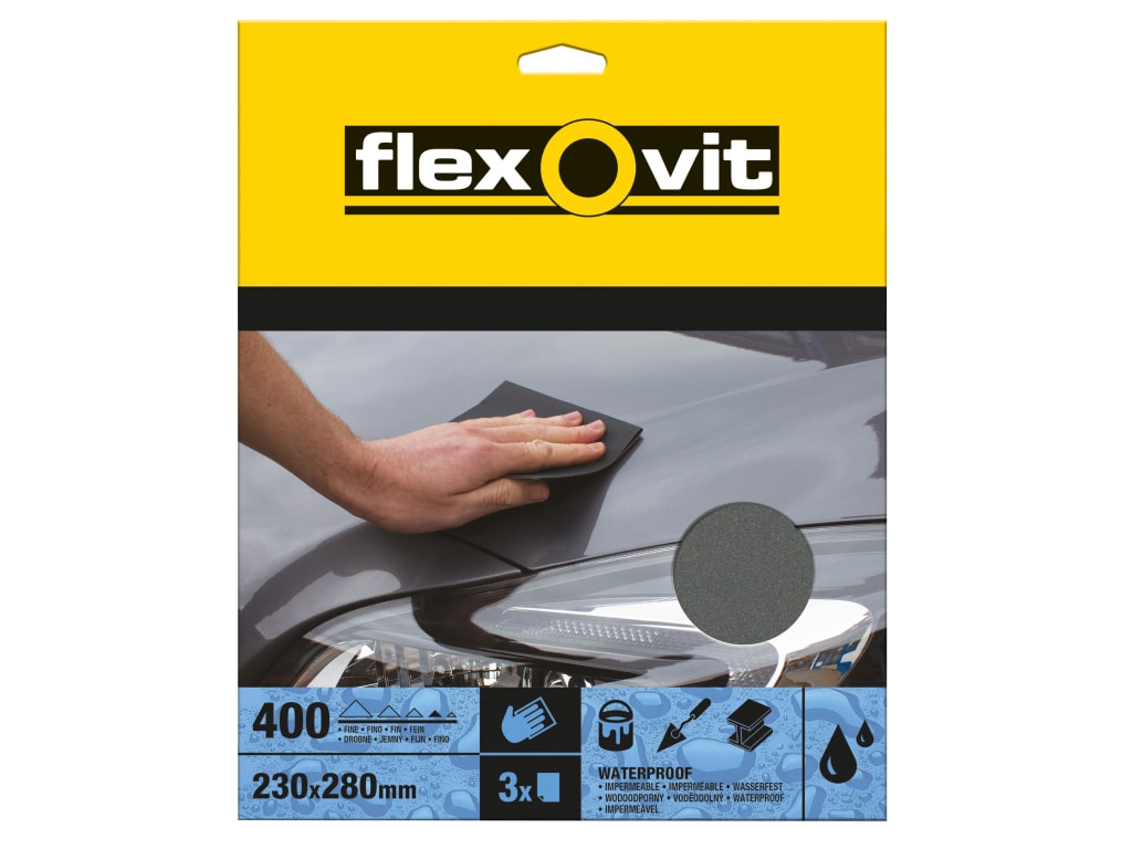 Waterproof Sanding Sheets 230 x 280mm Fine 400G (3)                             