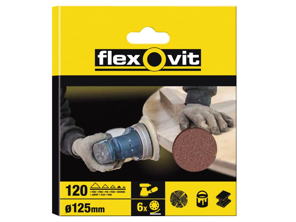 Hook & Loop Sanding Disc 125mm Fine 120G 8 Holes (Pack 6)                       