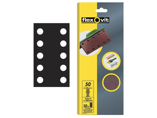 1/2 Sanding Sheets Perforated Coarse 50 Grit (Pack 10)                          