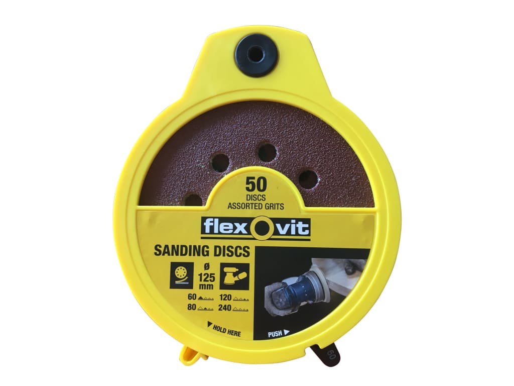 Hook & Loop Sanding Disc 125mm Assorted (Dispenser 50)                          