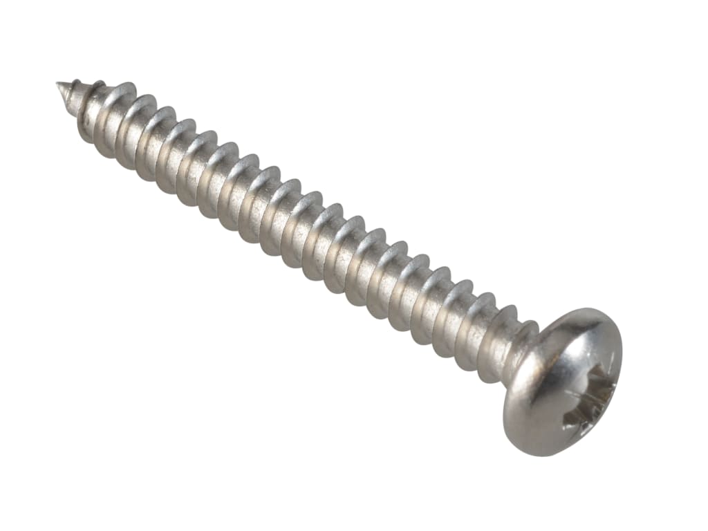 Self-Tapping Screw Pozi Compatible Pan Head SS 1.1/2in x 10 ForgePack 10        
