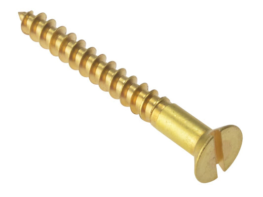 Wood Screw Slotted CSK Solid Brass 2in x 10 Box 200                             