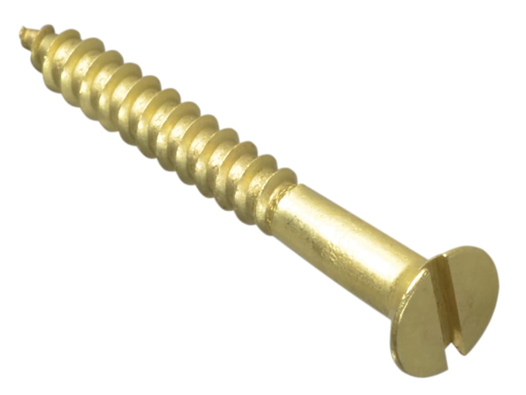 Wood Screw Slotted CSK Brass 1.1/2in x 8 ForgePack 10                           