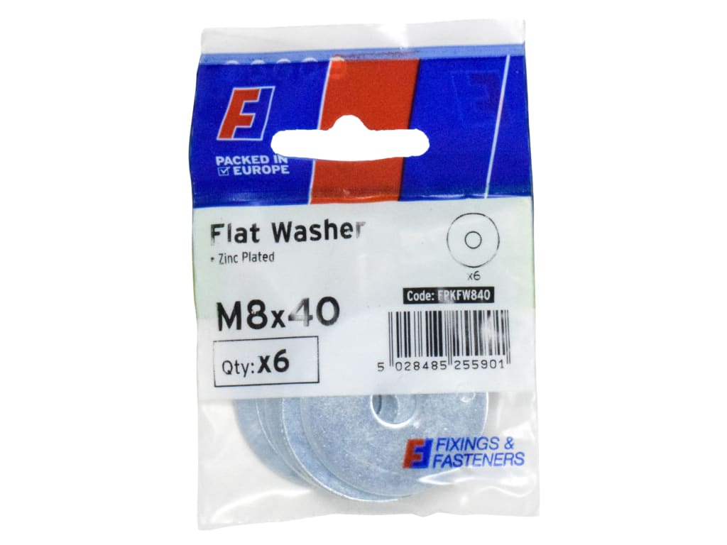 Flat Washers ZP M8 x 40mm ForgePack 6                                           